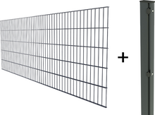 Lade das Bild in den Galerie-Viewer, 10 Meter KOMPLETTPAKET Doppelstabmattenzaun 6/5/6 + Pfosten in vers. Farben