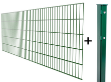 Lade das Bild in den Galerie-Viewer, 10 Meter KOMPLETTPAKET Doppelstabmattenzaun 6/5/6 + Pfosten in vers. Farben