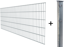 Lade das Bild in den Galerie-Viewer, 10 Meter KOMPLETTPAKET Doppelstabmattenzaun 6/5/6 + Pfosten in vers. Farben