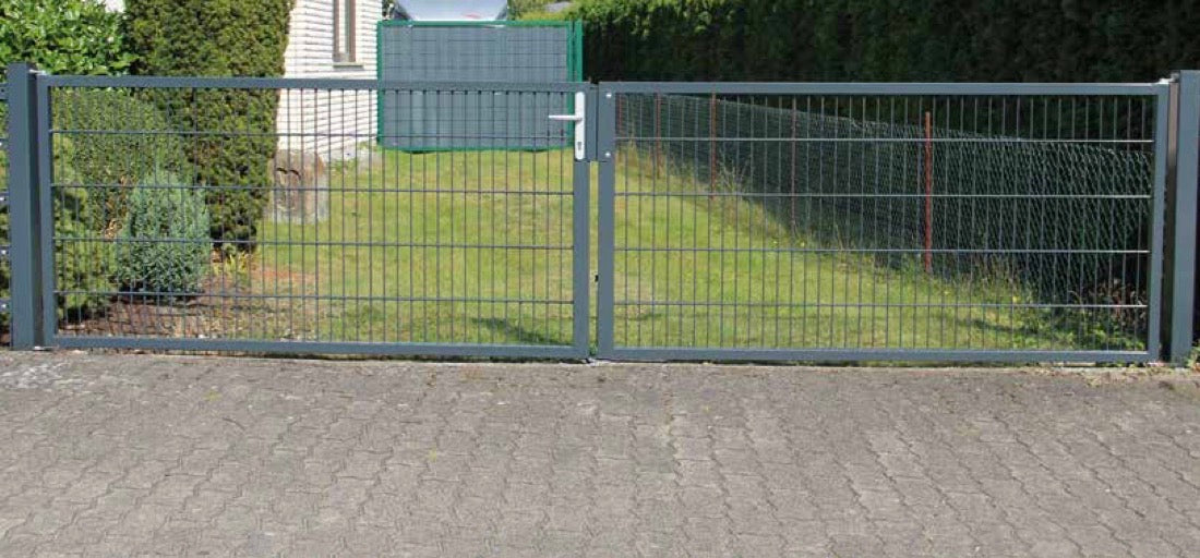 Gartentor Anthrazit RAL 7016 zweiflügelig – zaunGIGANT