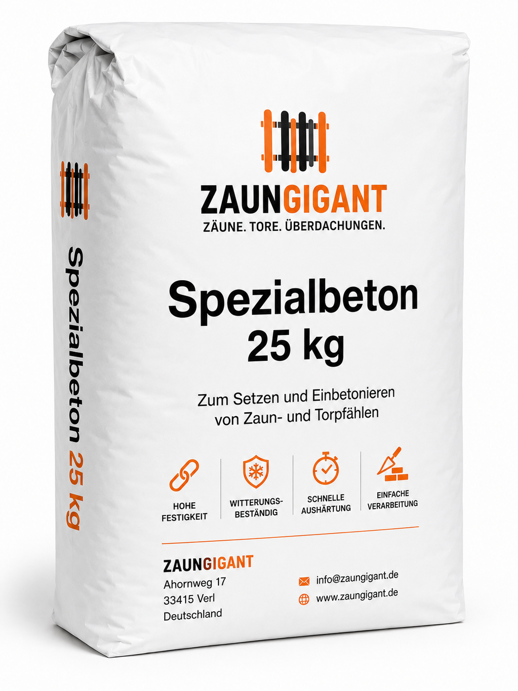Spezialbeton 25 kg für Zaunpfosten – zaunGIGANT