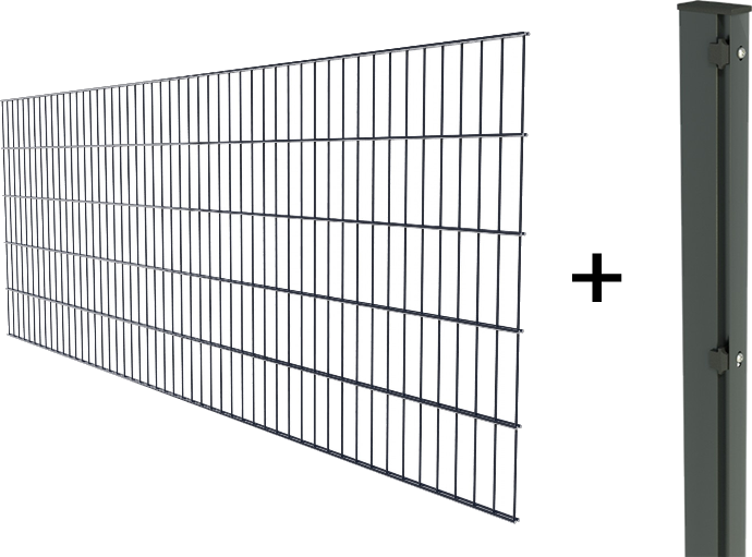 10m Doppelstabmatten-Zaun 8/6/8 ; Höhe: 1230mm ; store anthrazit